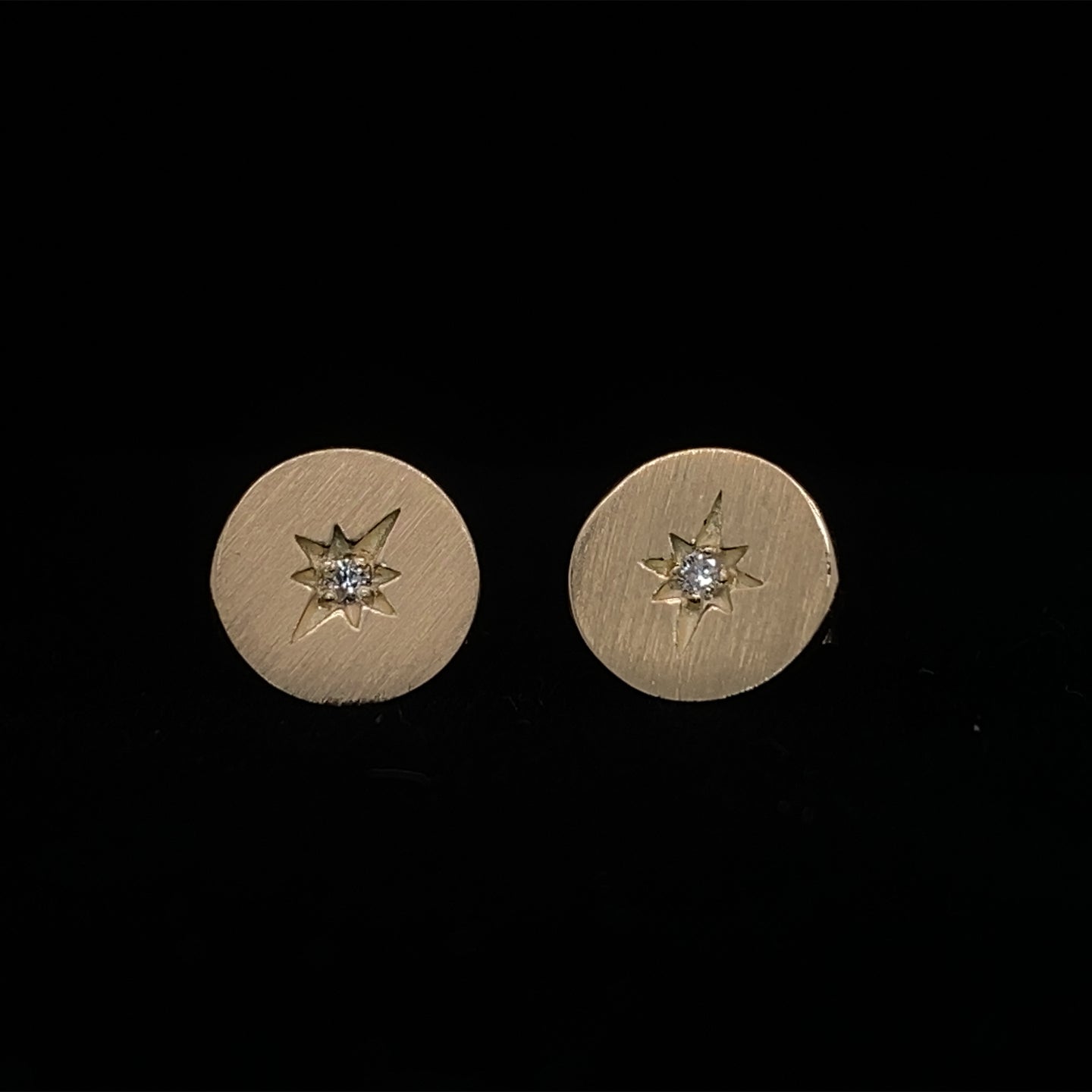 14K Yellow Gold Disc Diamond Earrings