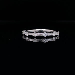 Brilliant Round and Baguette Diamond Band 14K White Gold