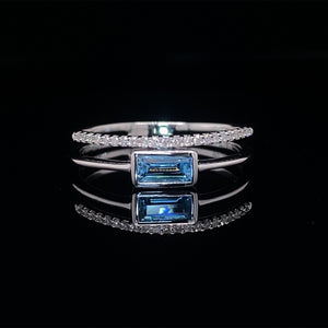 Blue Tourmaline and Diamond 14K White Gold Ring