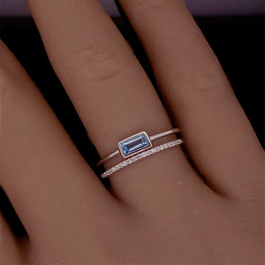 Blue Tourmaline and Diamond 14K White Gold Ring