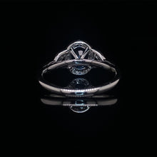 Load image into Gallery viewer, Oval Blue Sapphire and Diamond Halo Ring 14K White Gold
