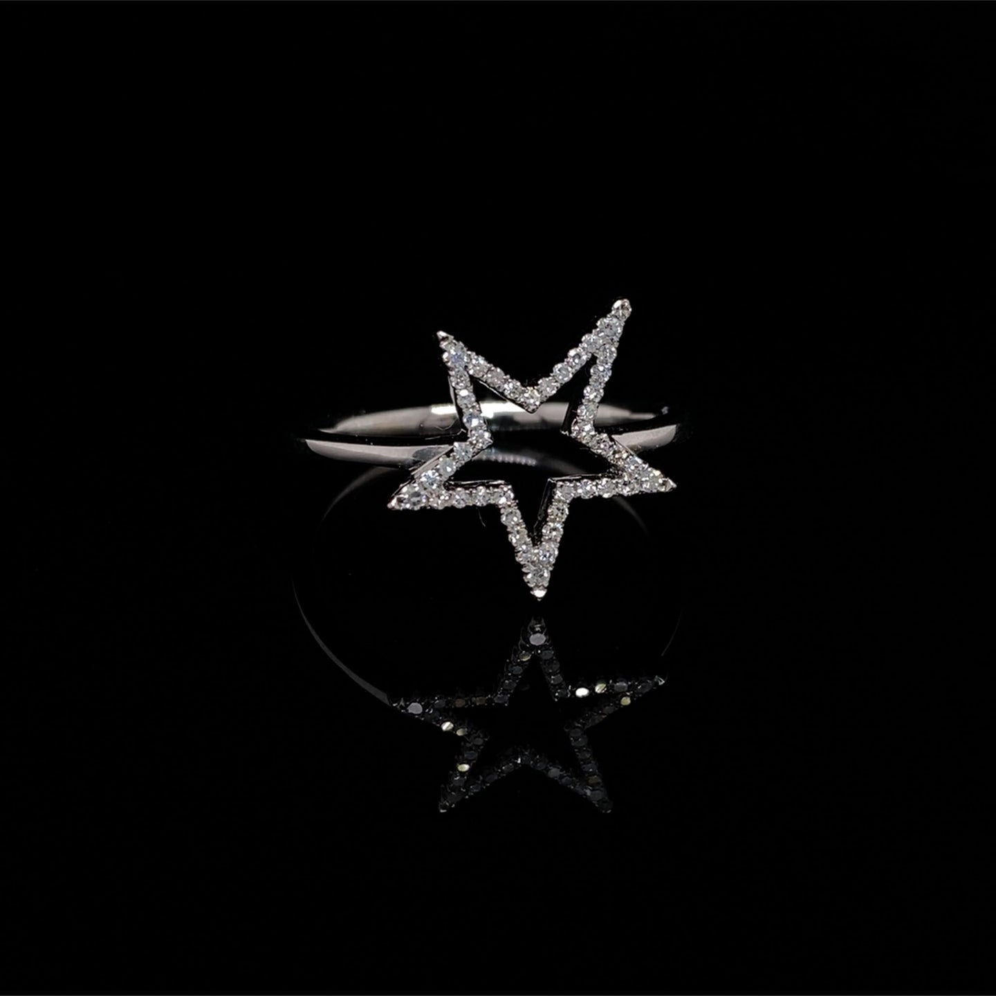 Diamond Star Ring 14K White Gold