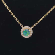 Load and play video in Gallery viewer, Opal Doublet and Diamond Necklace in 14K Yellow Gold
