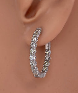 2.57cttw In Out Diamond Hoop Earrings 14K White Gold
