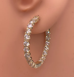 2.95 cttw In Out Diamond Hoops 14K Yellow Gold
