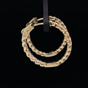 2.95 cttw In Out Diamond Hoops 14K Yellow Gold