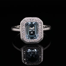 Load image into Gallery viewer, Aquamarine and Diamond Ring 14K White Gold
