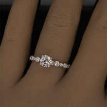 Load image into Gallery viewer, Diamond Engagement Ring with Diamond Circles Band in 14K White Gold
