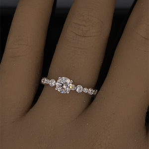 Diamond Engagement Ring with Diamond Circles Band in 14K White Gold