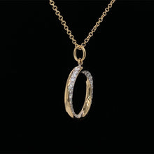 Load image into Gallery viewer, Circle Twist Diamond Pendant Necklace in 14K Yellow Gold
