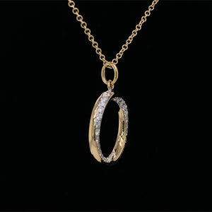 Circle Twist Diamond Pendant Necklace in 14K Yellow Gold