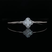 Load image into Gallery viewer, Diamond Clover Bangle Bracelet 14K White Gold

