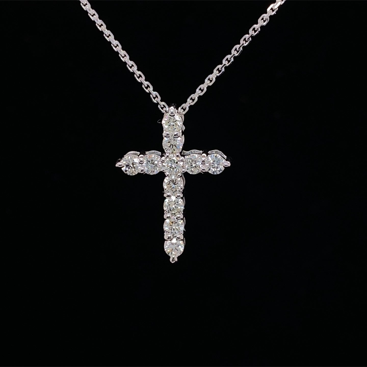 Diamond Cross Pendant 14K White Gold