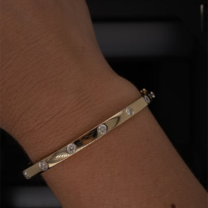 Diamond and 14K Yellow Gold Bangle Bracelet
