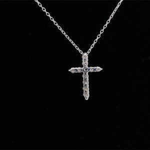 Diamond Cross with Adjustable Chain in 14K White Gold