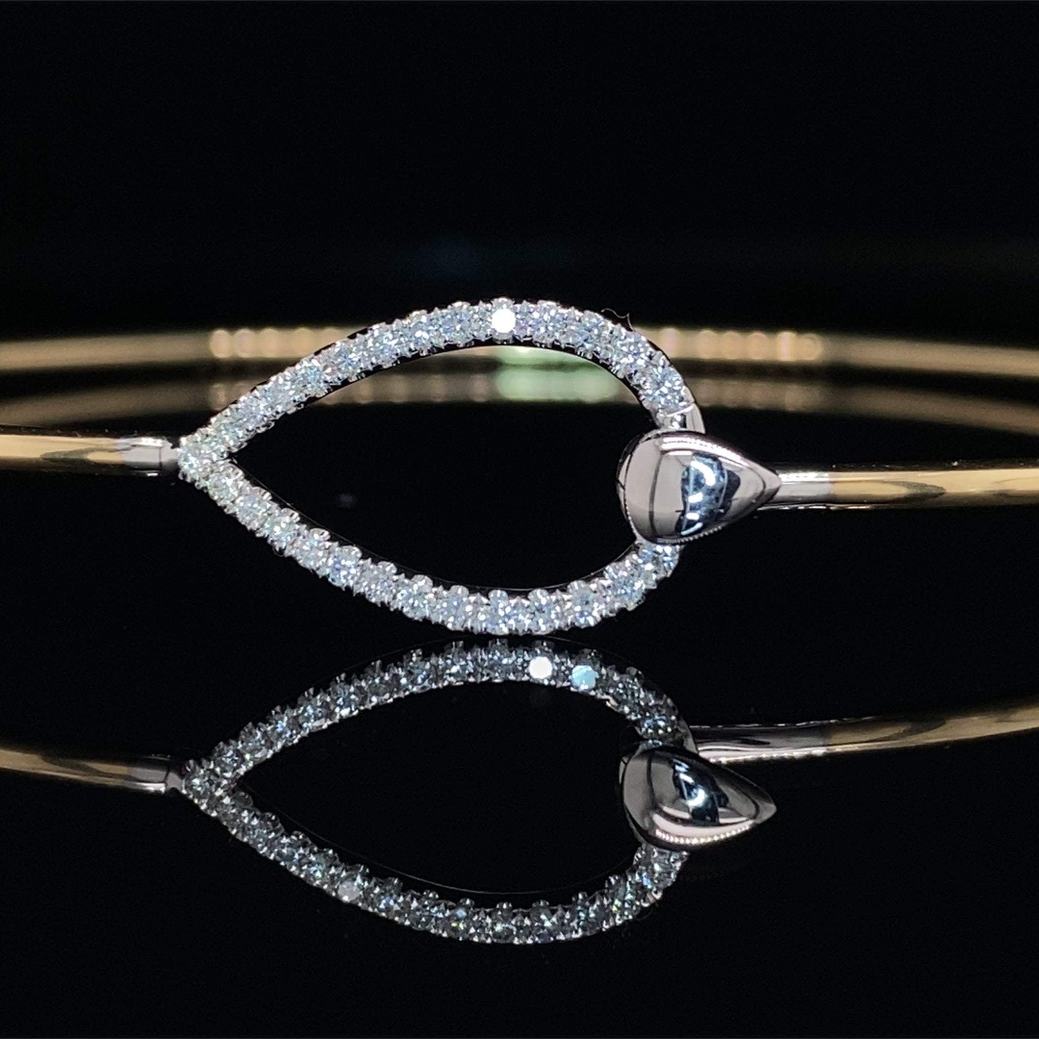 Diamond Drop Hook Bangle Bracelet 14K Yellow & White Gold – Wayzata Jewelers