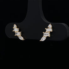 Load image into Gallery viewer, Diamond Feather Stud Earrings 14K Yellow Gold
