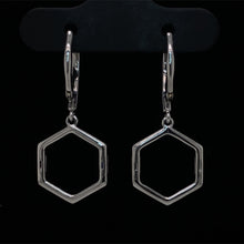 Load image into Gallery viewer, Diamond Hexagon Dangle Earrings 14K White Gold
