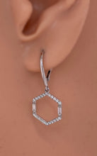 Load image into Gallery viewer, Diamond Hexagon Dangle Earrings 14K White Gold
