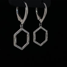 Load image into Gallery viewer, Diamond Hexagon Dangle Earrings 14K White Gold
