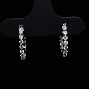Oval Diamond Hoop Earrings 0.31 cttw 14K White Gold