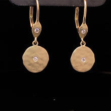 Load image into Gallery viewer, 14K Yellow Gold Disc Diamond Earrings
