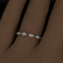 Load image into Gallery viewer, Emerald and Diamond Band in 14K White Gold
