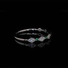 Load image into Gallery viewer, Emerald and Diamond Band in 14K White Gold
