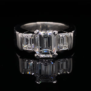 Custom Emerald-cut Diamond Engagement Ring 3.44 cttw
