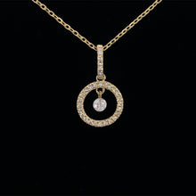 Load image into Gallery viewer, Floating Diamond Circle Pendant Necklace 14K Yellow Gold
