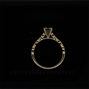 0.54 ct Brilliant Round Diamond Detailed Engagement Ring