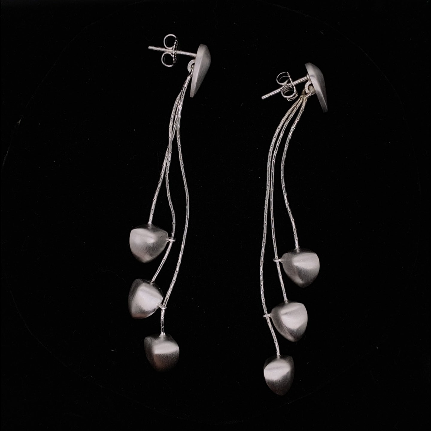 Kelim Seed Dangle Post Fine Silver Earrings