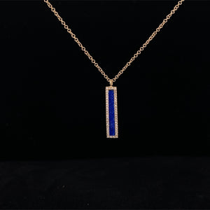Lapis Lazuli and Diamond Pendant Necklace 14K Yellow Gold