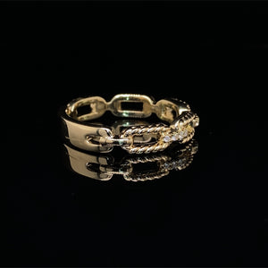 Link Diamond Ring in 14K Yellow Gold