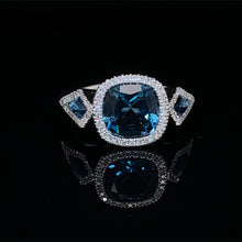 Load image into Gallery viewer, London Blue Topaz and Diamond Ring in 14K White Gold
