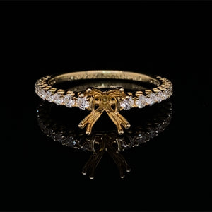 Double Claw 4-Prong Diamond Yellow Gold Engagement Ring