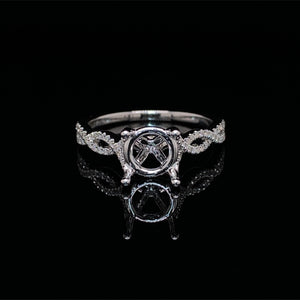 Diamond Ribbon Solitaire Engagement Ring Setting in 14K White Gold
