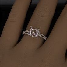 Load image into Gallery viewer, Diamond Ribbon Solitaire Engagement Ring Setting in 14K White Gold
