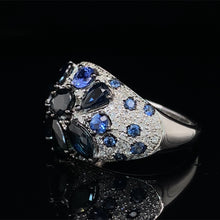Load image into Gallery viewer, Sapphire and Diamond Cocktail Ring in 14K White Gold
