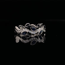 Load image into Gallery viewer, Sapphire and Diamond Leaf Ring in 14K White Gold
