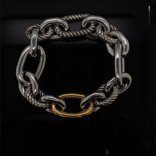 Load image into Gallery viewer, Silver and 18K Yellow Gold Bracelet
