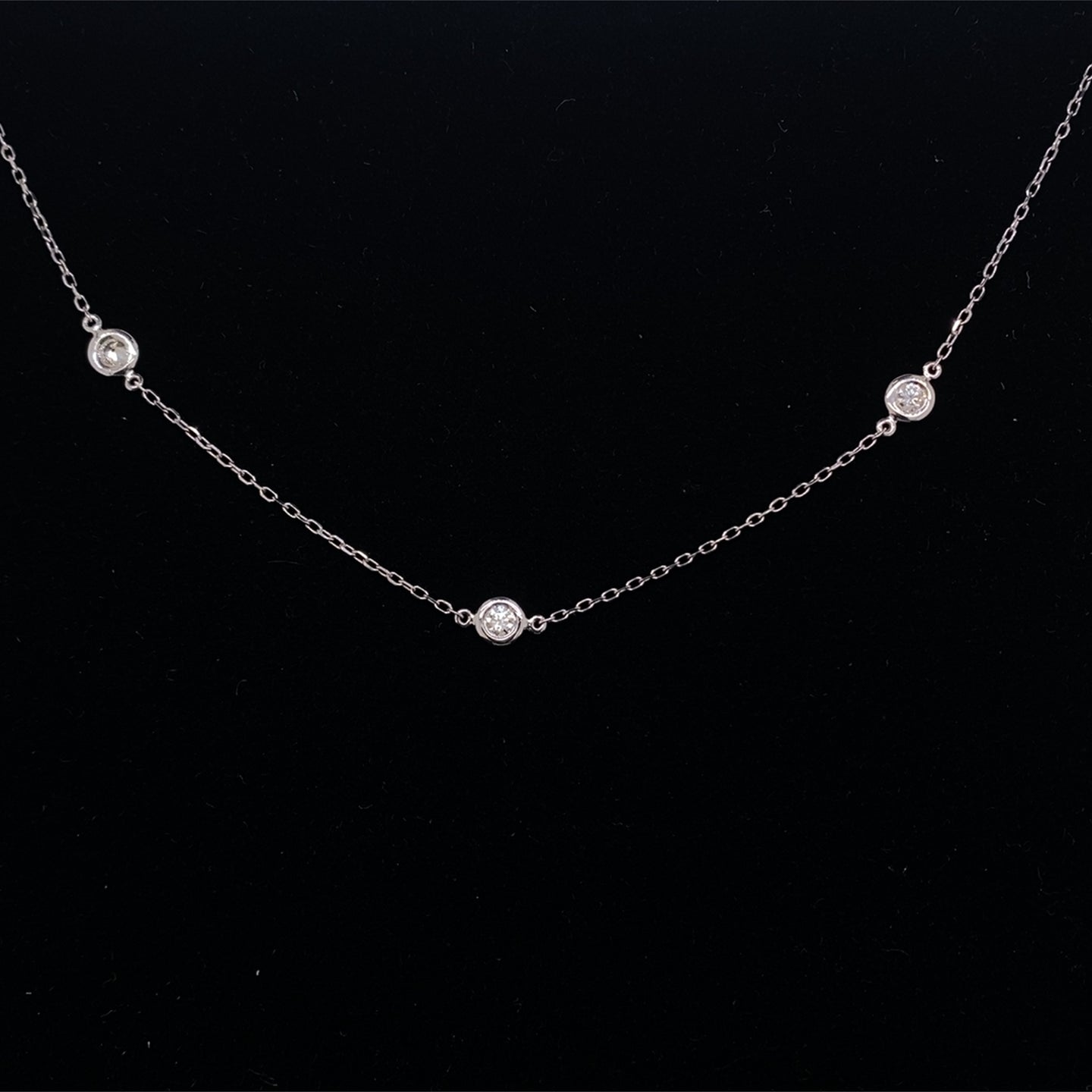 Diamond Station 14K White Gold Necklace