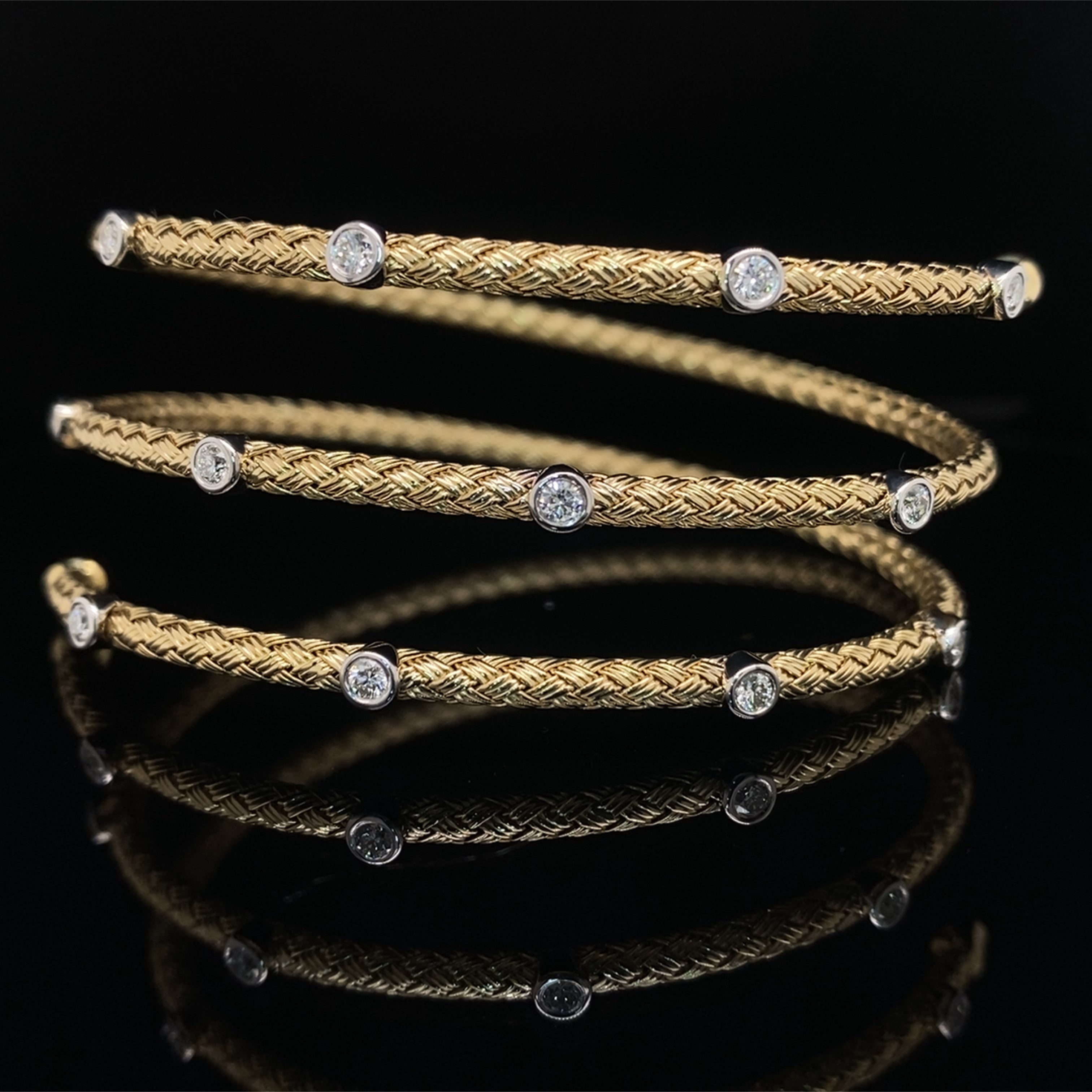 14K Real Yellow Gold Diamond-cut Bangle Bracelet 53 mm width 10 mm | eBay