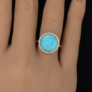 Amazonite and Diamond Ring 14K Yellow Gold