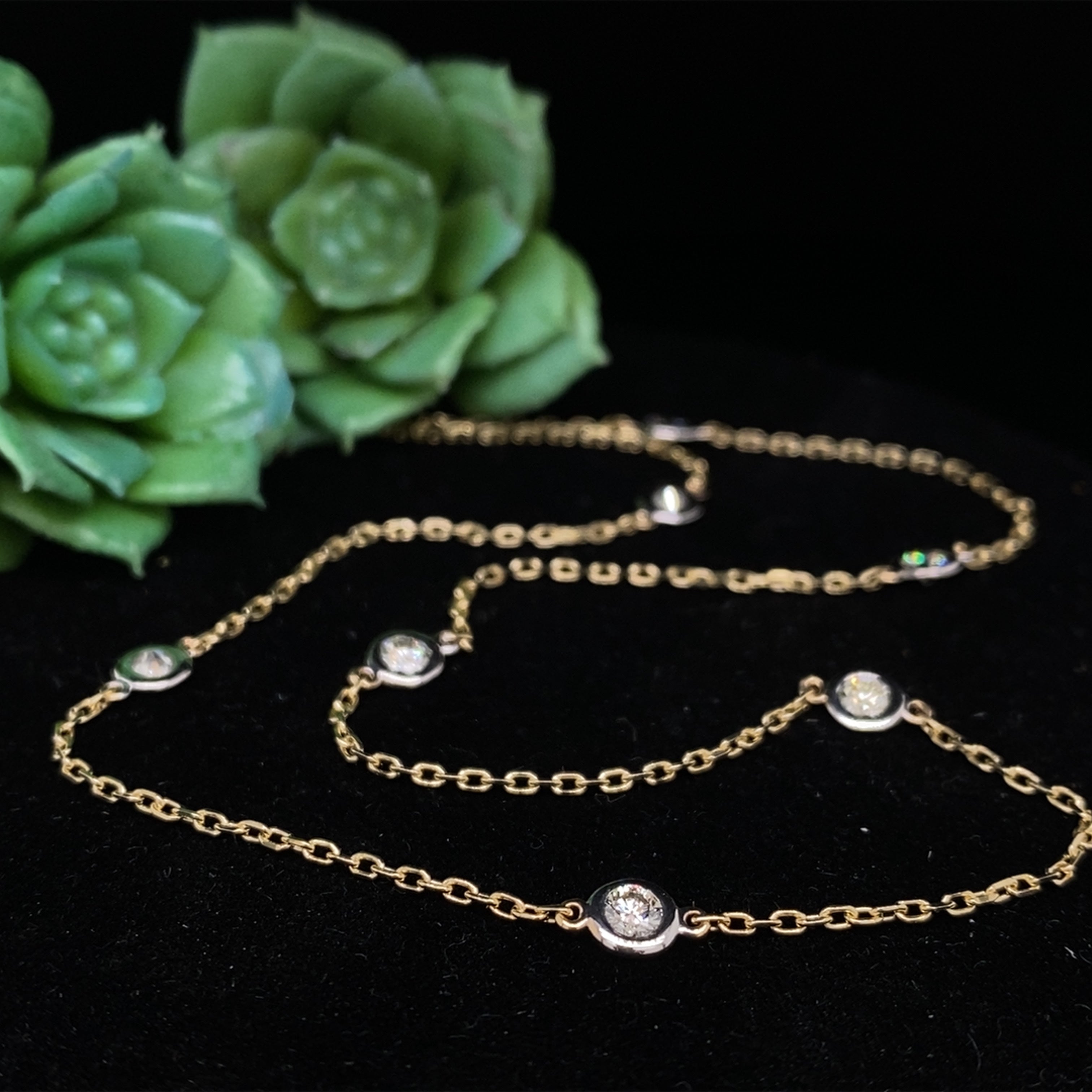 14k gold diamond station necklace Clearance